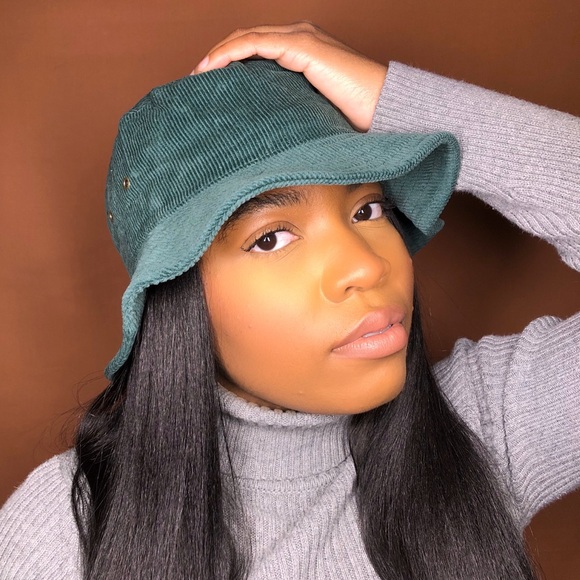 **New Dark Green Corduroy Bucket hat - Picture 2 of 5